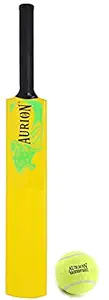Aurion Premium Plastic Cricket Set with 1 Cricket Bat 3 Stumps 3 Tennis Ball Stand (Yellow)(Plastic Wicket Set)