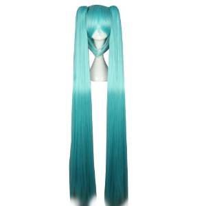 Vocaloid Miku Long Dark Blue Straight Women Anime Cosplay Wig With Two Ponytail+ Wig Cap