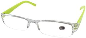 Pack of 5 Coloured Unisex Mens Womens Lightweight Reading Glasses - Choose your Strength (Colour - Lime Green - Strength - +2.00)