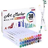 30 Colours Dual Tip Alcohol Based Art Markers,Shuttle Art Alcohol Marker Pens Perfect for Kids Adult Colouring Books Sketching and Card Making