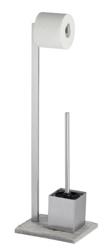 WENKO 20604100 Stand WC-Garnitur Granit – WC-Bürstenhalter, Edelstahl rostfrei, 23 x 73.5 x 19.5 cm, Satiniert - 2