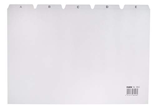 Han 984 - Separadores para cajas (DIN A4, letras A-Z, polipropileno), color gris