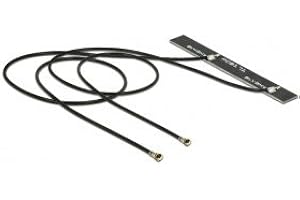 DELOCK Double antenne Wi-FI 2 x MHF IV/HSC MXHP32 Connecteur Compatible 802.11 AC/a/h/b/g/n 5 dBi 250 mm PCB Interne Montage adhésif