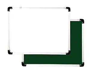 EVAN 2 in 1 White & Green Board (Front & Back)/ Glossy Surface on Whiteboard / Aluminum Frame / Use as Landscape & Portrait / Chalkboard - Marker Board / for Office ,School & Home. (1x1.5)