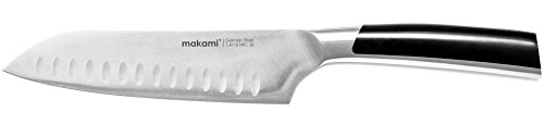 makami Master Santoku – extrascharfes massives Santokumesser mit Kullenschliff und Griff aus Edelstahl in edler Geschenkverpackung - 3