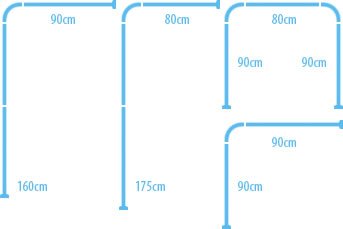 QUALITATIV HOCHWERTIGE ALU WINKELSTANGE DUSCHVORHANGSTANGE UNIVERSALSTANGE WEISS 3 er! CORNER SHOWER ROD WHITE! - 2