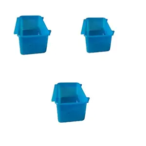 Jenixa? Bird Food Feeder for cage Medium Size (Pack of 3) (Blue)