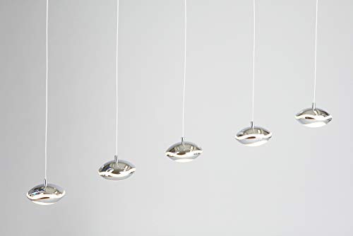 anTes interieur Dimmbare Höhenverstellbare LED Hängeleuchte Clamia 5-flammig chrom (Pendelleuchte Hängelampe Deckenlampe Pendellampe Deckenleuchte)
