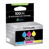 Lexmark Cartridge No. 100XL - À rendement élevé - jaune, cyan, magenta - originale - Emballage coque avec alarme sonore / électromagnétique - cartouche d'encre LRP - pour Lexmark Prevail Pro704...