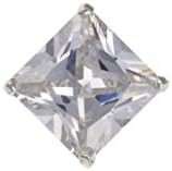 Men's 9ct White Gold 5mm Square CZ Stud Earring - Made in England - UK Jewellery