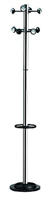 Unilux 100340697 Accueil Portemanteau sur pied à Tête Tournante avec 8 Patères Porte-Parapluies et Egouttoir 175 x 34 cm Chrome
