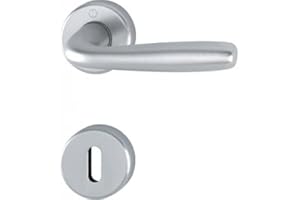 HOPPE INDUSTRIES MANIGLIA PER PORTA MODELLO MARIBOR CON ROSETTA E BOCCHETTA FORO NORMALE IN ALLUMINIO FINITURA F94-1 CROMO SATINATO