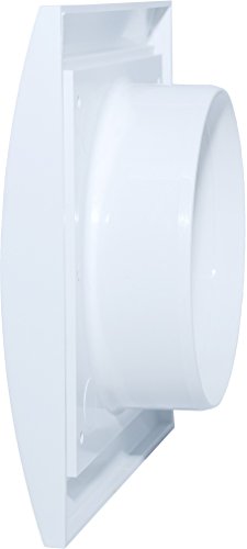 L3 Lüftungsgitter Abschlussgitter Ø 150 mm weiß mit Schwerkraftlamellen Jalousie und Insektennetz Gitter ABS Kunststoff witterungsbeständig Insektenschutz bewegliche Lamellen Rückstauklappe Verschlussklappe Ablufthaube Wetterschutzgitter Haube - 2