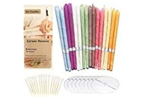 FISEVEN Natural Ear Candles Beeswax Candling Cones, Fragrance Organic Plant Material Hollow Cone Candles 16 Pcs (8 Colours), Hollow Cone Candles with 8 Protective Disks…