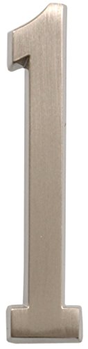 Distinctions by Hillman 843281 4-Inch Die Cast Self-Adhesive House Address Plaque, Brushed Nickel, Number 1