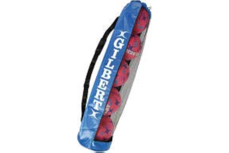 Gilbert Netball Holdall Bag - Blue, Large, Letter Print, 5 Netballs, 110 x 22 x 23 cm, Pullover Closure