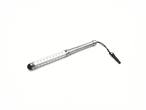 smartec24® Teleskop Touchpen in Strassoptik "silber" Teleskop Stylus Touchpen Stift ausziehbar von 6,5 cm auf 10,5 cm. Eingefasste Softballspitze für einen Displayschonenden und sicheren Gebrauch