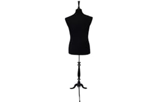 The Shopfitting Shop Affichage mâle Noir Mannequin Buste Mannequin – Buste Torse sur trépied en Bois Noir Style Support