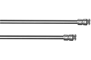 SONNENSCHUTZ-HH Klemmstange FLEX ausdrehbar/ausziehbar TELESKOP mit Saugknopf zum klemmen - ohne zu schrauben und bohren für Fenster und Türen (edelstahl-optik, 30-50 cm)