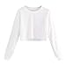 Produktbild Geili Sweatshirt Damen,Frauen Langarm Sweatshirt Damen Mädchen O-Ausschnitt Solid Color Pullover Crop Tops Bluse T-Shirt Herbst Kurze Sportoberteile