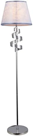 Elegant classic floor lamp 40 Ø for E27 chrome silver 1-flamed fabric screen gray Living room or bedroom lighting