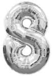 Silver 40inch Number 8 'eight' foil balloon