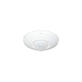 Detector de presencia con salida analógica 1-10 V para el control de iluminación regulable., Montaje en superficie sobre techo mediante base enchufable., Gran altura de captación de 5 metros con 20 metros de diámetro.