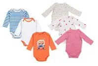 New Born Baby Boys and Girls Full Sleeves Bodysuit Rompers Onesies TOP Combo Set of 6 Cotton Regular FIT Soft and Stylish in Multiple Designs Pattern Assorted Mix (Multi-COLOR3, 1-3 Months)