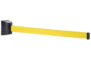 Flexibarrier Barrera retráctil para cinturón de 10 m con carcasa de plástico ABS, función de bloqueo automático retráctil de seguridad para control Crowd (amarillo)