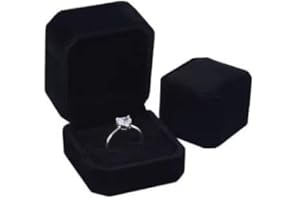 YUKIYI Velvet Earring Ring Brooch Cufflink Box for Jewellery Gift - Small Engagement Wedding Day Proposal Ceremony Box for Men and Women - Black