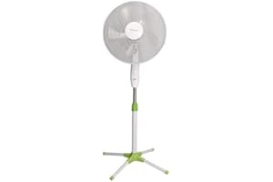 VIRSUS ventilatore a piantana Zefiro ventola a 5 pale con 3 velocità, diametro 43 cm altezza regolabile da 105 cm a 130 cm potenza 45 w aria fresca per l'estate