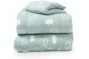 TRAMAS+ Juego de Sábanas de Cuna 60x120cm, de Coralina, Ropa de Cuna para el Invierno, Suaves y Cálidas, Incluye Bajera, Encimera y Funda de Almohada - Nube New Verde Tiffany