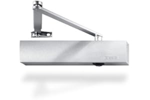 ALIRANTA GEZE TS 4000 Silber Gestängetürschließer für einflügelige Türen bis 1400 mm Flügelbreite mit Gestänge und Montageplatte/Set 3 in 1