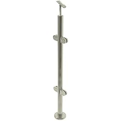 Postes para barandilla de acero inoxidable, con pinzas y soporte – para barandillas de balcón / de cristal – acero V2A