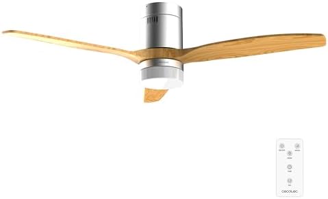 Cecotec Ventilatore da Soffitto con Luce e Telecomando EnergySilence Aero 4600 Arctic Steel&Sand. Motore DC 38W, Diametro 132cm, Lampada LED 18W, 3 Pale, 6 Velocità, Timer 8h, Ultra Silenzioso