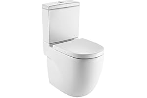 Roca A34224C00U Meridian - Taza altura confort adosada a pared con salida dual para inodoro de tanque bajo, Blanco, 370 x 610 x 830 mm