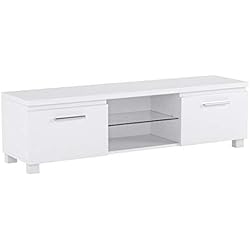 Comfort Home Innovation- Meuble Bas TV LED, Salon-Séjour, Blanc Mate et Blanc Laqué, Dimensions: 150 x 40 x 42 cm de Profondeur.