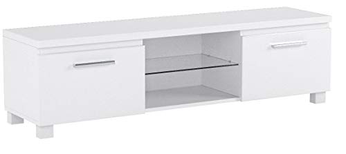Comfort Home Innovation- Meuble Bas TV LED, Salon-Séjour, Blanc Mate et Blanc Laqué, Dimensions: 150 x 40 x 42 cm de Profondeur.