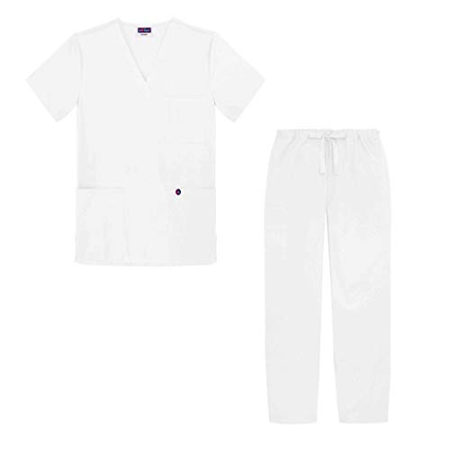 Sivvan Ensemble Uniformes Unisexe Blouse - Uniforme Médical avec Haut et Pantalon - S8400 Couleur: WHT | Taille: XL