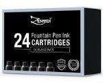 Preisvergleich Produktbild Füllfederhalter Nachfüllbare Tintenpatronen - GROßPACKUNG MIT 24 schwarzen Tintenpatronen ZenZoi Internationale Standardgröße Kalligraphie Kugelschreiber 24 Nachfüllpatronen Set generischer Einweg