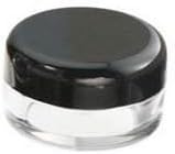 50 New Empty Cosmetic Storage Containers Black Cap Clear Base Plastic Cosmetic Containers 5 Gram Size Pot Jars Eyshadow Container Lot Size: Diameter: 1 1/4 inch X Height: 3/4 inch. (Comes With 1 Free Myo Eyeshadow Sample) by Myo