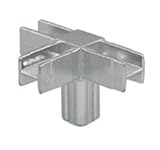 Cromado. Junta de 4 vías para tubo cuadrado 25 x 25 mm para enganche de ángulo para la creación de estructuras de hierro