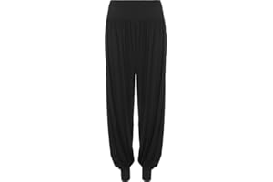 SXME MIGHT SAY Women's Harem Trousers - Ladies Casual Pants -Elasticated Waist - Soft Stretchy Fabric - Full Length - Plus Size UK