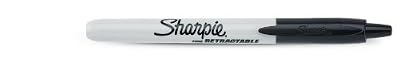 Sharpie Marqueur rétractable, pointe ronde, couleur Noire