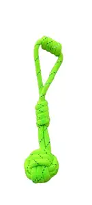 Dogista Durable Big Handle Ball Knotted Cotton Rope Toys for Teeth Cleaning and Chewing, Small & Medium Dog/Cat/Puppy (Multicolour).