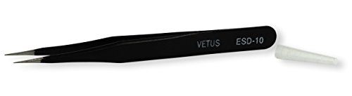 SCOTLE Pinzas Antiestático ESD de 10 125 mm de largo recta, puntiaguda RW (revestimiento pze10