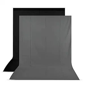 Boltove 8FTX12FT Black and Grey Backdrop Background for Photography Photo Booth Backdrop for Photoshoot Background, television, video production and home decoration, weddings, parties, newborns, children, product photography,Screen Video, Curtain