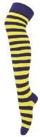AXTokyoWomens Striped Over The Knee High Socks Fancy Dress (*Lakers-Yellow/Purple*)