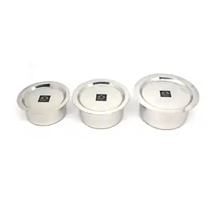 Nyra Steel Mini Bhagona Set of 3 Pieces Induction Base 300 ML to 650 ML Multi-Purpose Food Grade Cooktop