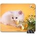 Produktbild white kitty and flowers Mouse Pad, Mousepad (Cats Mouse Pad)